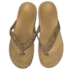 Vionic Women's Tide II Cork Trim Sandals  Size 9.5/10 Tan Beige Thong Flip Flops